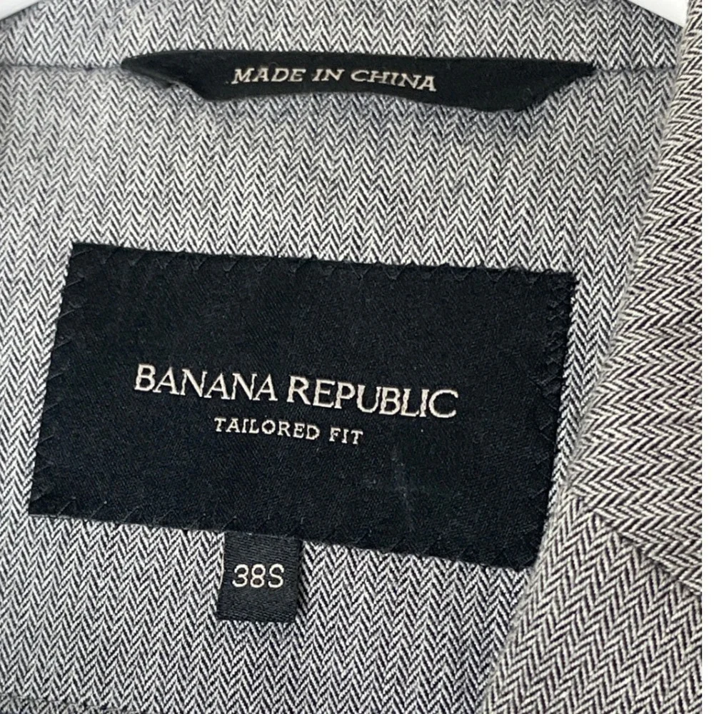 Banana Republic Mens Blazer Tailored Fit Emmetex Italian Fabric 38S Gray